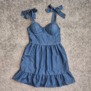 Denim Tie-Strap Sundress - Blue